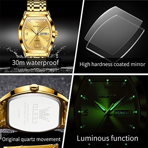 Image of OLEVS Men Watches Square Business Dress Diamond Analog Quartz Date Luxury Watch for Men Casual Stainless Steel Waterproof Luminous Wrist Watch