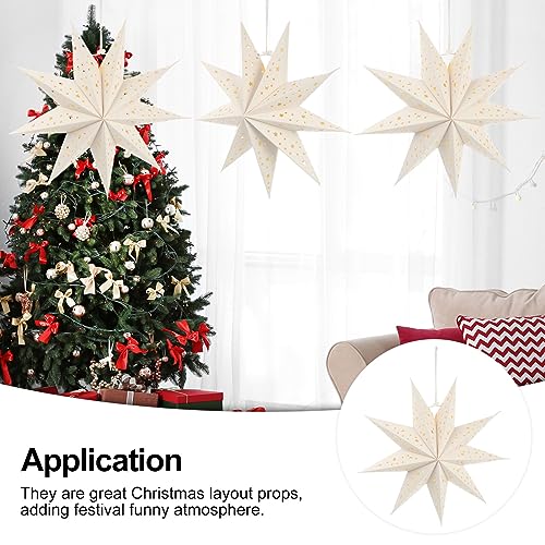 Christmas Star Paper Lights Star Hanging Lantern Christmas Lampshade Paper Ornaments (White), 35x35x13cm - Image 4