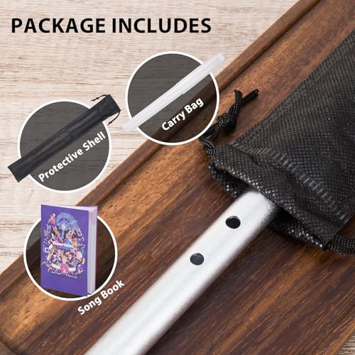 VixxNoxx Irish Tin Whistle in D Key with Music Book & Bag, 6-Hole Traditional Penny Whistle Flute for Adults & Beginners, Brass Wind Instrument for Celtic Folk Music (Sliver) - Thumbnail 5