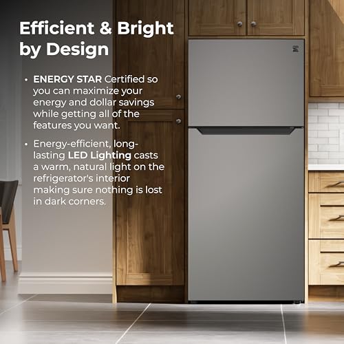 Kenmore 30" Top Mount Refrigerator with Freezer - Adjustable Shelving, Humidity-Controlled Crispers, LED Lighting, ENERGY STAR Certified, 20.2 cu. ft. Capacity - Fingerprint Resistant Metallic Steel on Fridge.com
