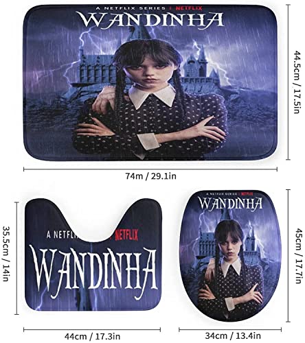 Wednesday Adams 4 Stück Duschvorhang Sets,enthalten Anti-Rutsch-Teppich,Toilettendeckel Abdeckung, Badematte Und… – Bild 4