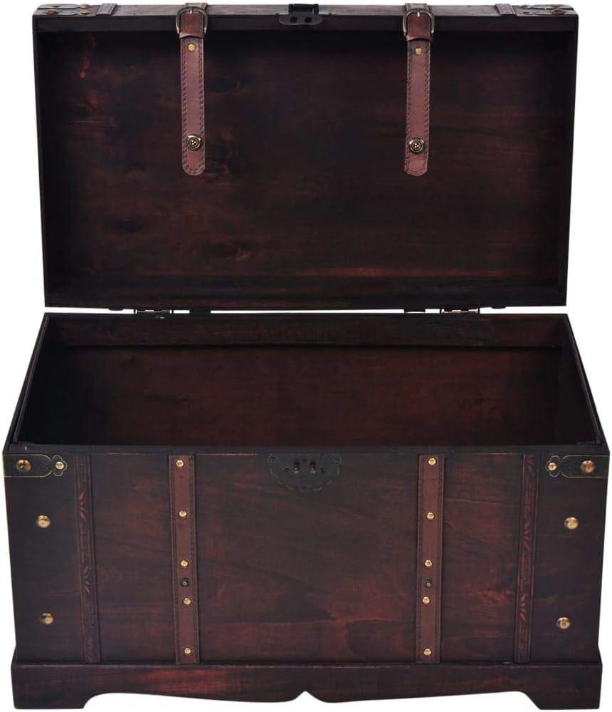vidaXL Vintage Treasure Chest Wood Storage Trunk Organizer Box Side Stand: Furniture & Decor