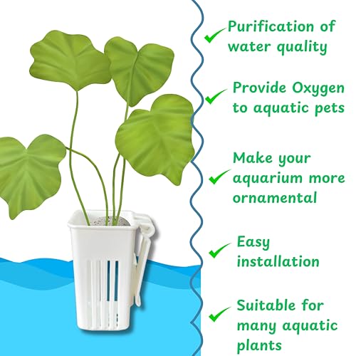 Image of 2pcs Aquarium Plant Holder, Fish Tank Plant Holders, Hanging Aquatic Planted Pot Planter Pot, Aquatic Tanks Grass Holders Hydroponic Plants Cups, Aquaponic Basket, Fish Tank Decorations (Basket White)
