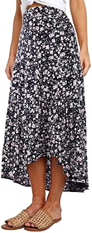 PRETTYGARDEN Women's Ditzy Floral Print Midi Skirt Boho Elastic H...