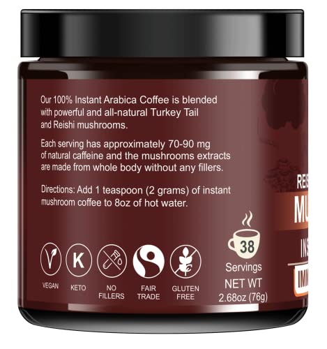 Solabela Premium Mushroom Coffee 80G (38 Servings) With Reishi And Turkey Tail Mushrooms, 80G Great Tasting Arabica Instant Coffee #TOP6