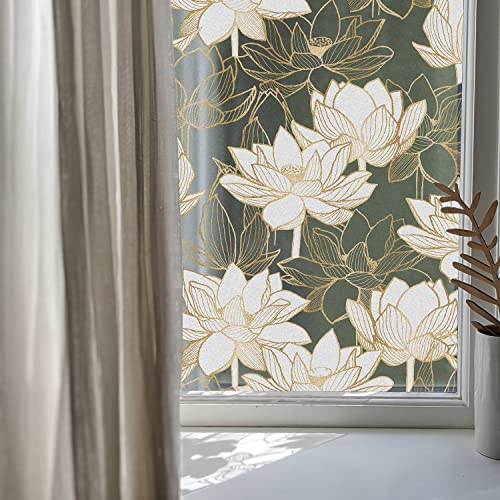 Película adhesiva para ventana efecto esmerilado Lotus 43x200 cm miniatura 1