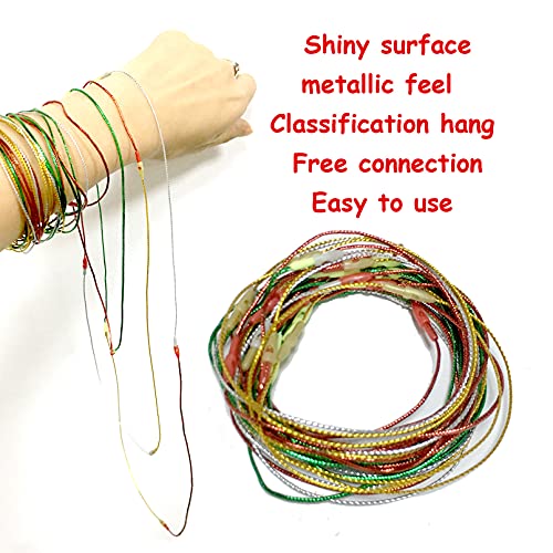 200Pcs Gold Silver Ornament Hanger String-Christmas Ornaments Hook Precut Ropes With Snap Fasteners-Polyester Ornament Wire For Xmas Tree Holiday Party Hanging Decoration #TOP2
