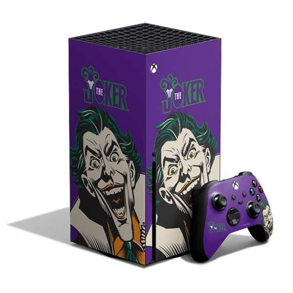 Skinit Decal Gaming Skin Compatible with Xbox Series X Bundle - Officially Licensed DC Comics The Joker vs Batman Vintage Art Design