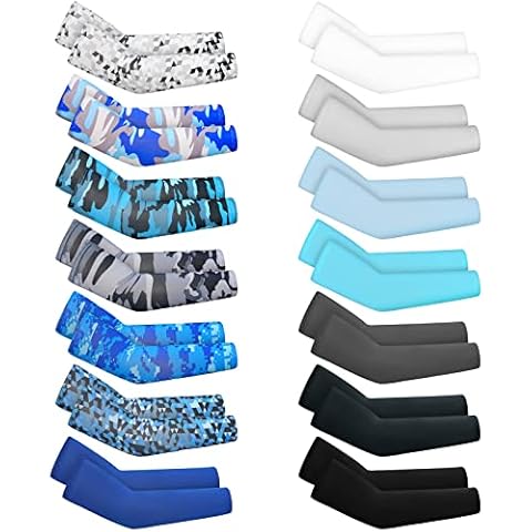 Mepase 14 Pairs Arm Sleeves for Kids UV Sun Protection Cooling Arm Compression Cover Boy Girl Toddler Sport Football (Bright Color,8-10 Age) Cover