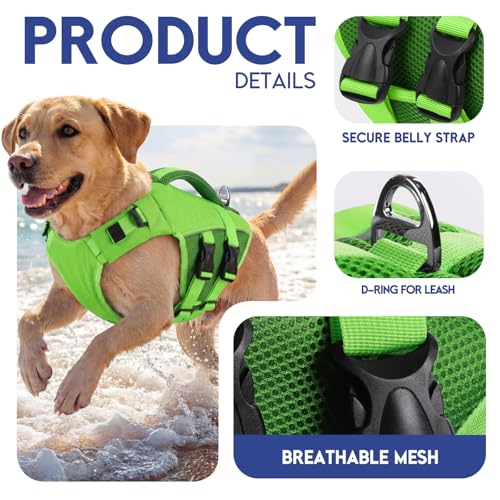ASENKU Schwimmweste Hund Mittel M,Verstellbar & Ripstop Hundeschwimmweste,Rettungsweste für Hunde mit Griff und Reflektierend, Hunde Schwimmweste für Chihuahua,Dackel,Französische Bulldogge, Labrador