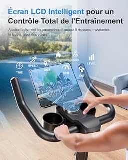 Copant Vélo d'Appartement pour La Maison avec Écran LCD et Application, Vélo d'Exercice d'Intérieur avec Résistance Magnétique Réglable, Capacité de Poids de 136 kg