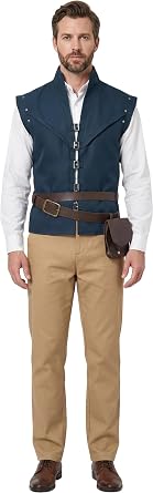 Mens Renaissance Prince Costume Outfit for Adult Medieval Green Vest Pants Shirt and Accessories for Halloween
