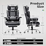 COMHOMA Big and Tall Office Chair, High Back Leather Gaming Chair with Footrest, Executive Ergonomic Office Chair with Pocket Spring Lumbar Support and with Outward Fixed Soft Armrests - Image 2