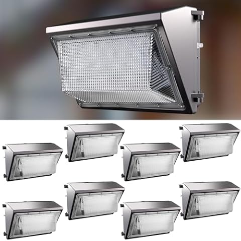 Lightdot 8Pack 150W LED Wall Pack Lights, 100-277v Dusk to Dawn with Photocell, 22500Lm 5000K Daylight IP65 Waterproof Wall Mount Outdoor Security Lighting Fixture, Energy Saving Cover