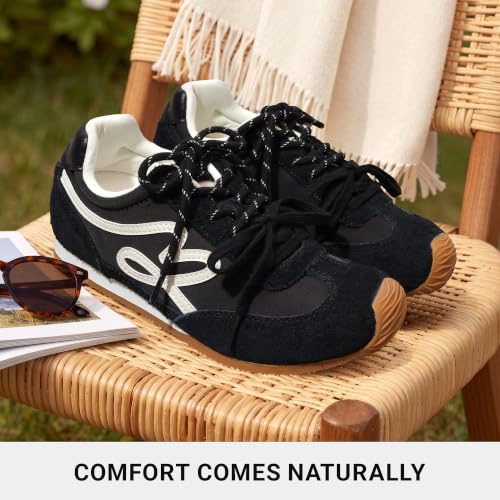 DREAM PAIRS Women's Retro Tennis Fashion Sneakers,Black,6 - image 2
