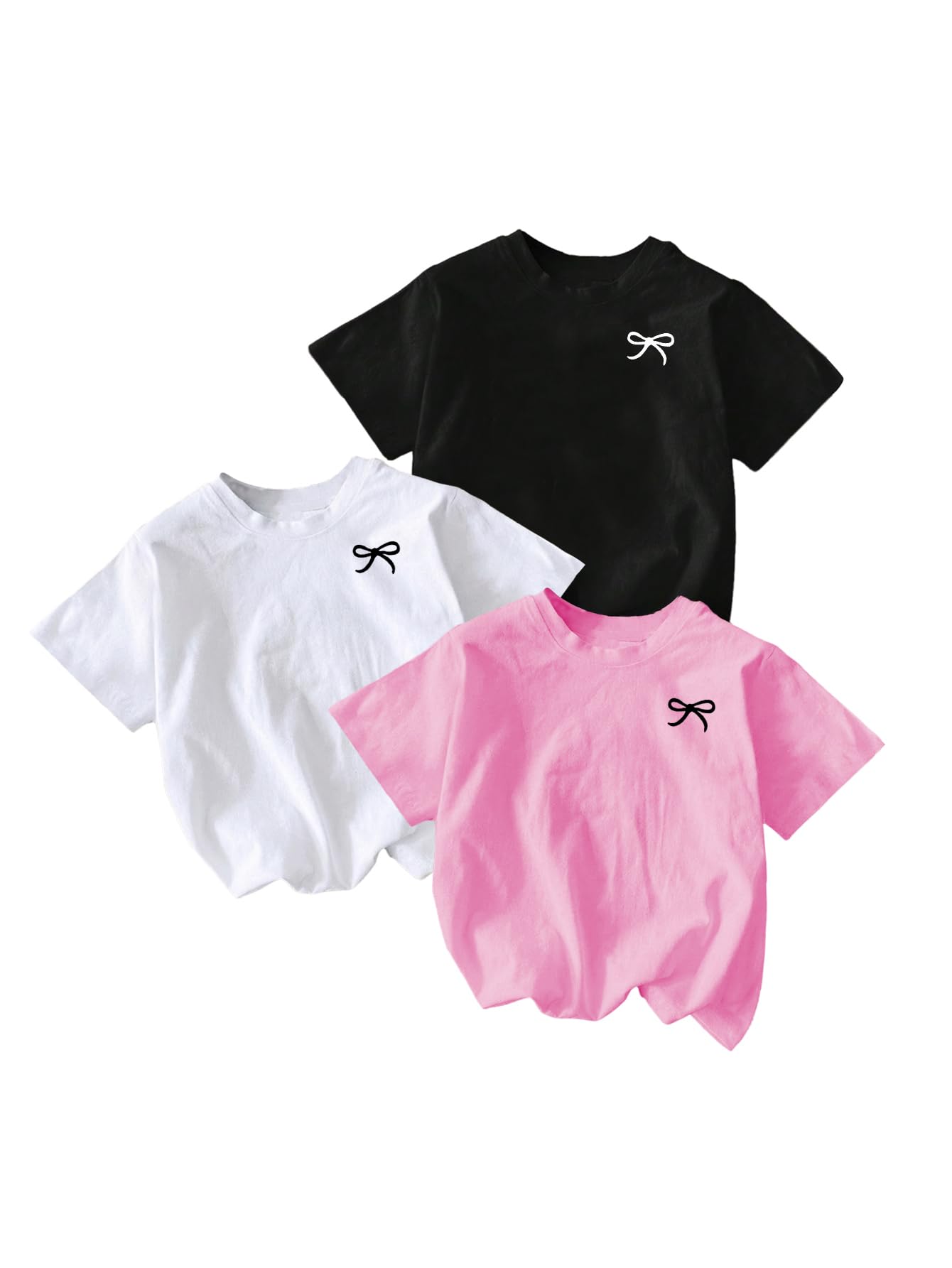 RoseSeek Girl's Shirts 3 Packs Graphic Tees Short Sleeve T Shirt