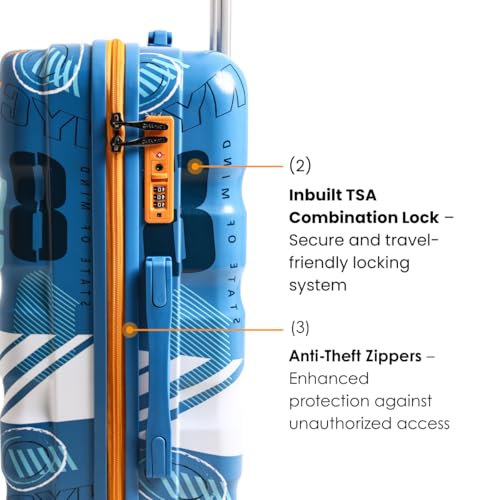 Image of Trolley Bag Set of 2 Blue 55cm & 65cm | Polycarbonate Suitcase for Travel | Hard Luggage with 360 Spinner Wheels | TSA Lock, Antitheft Zipper & Dual Cover Interior Manchester