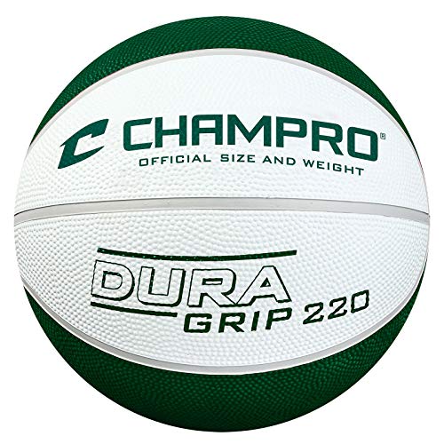 CHAMPRO Dura-Grip 220 Basketball - Official Size, Forest Green & White
