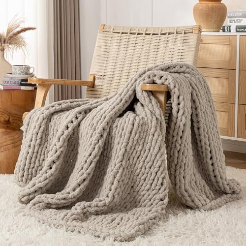 Chunky Knit Blanket Throw, 100% Hand Knit Throw Blanket Handmade ...