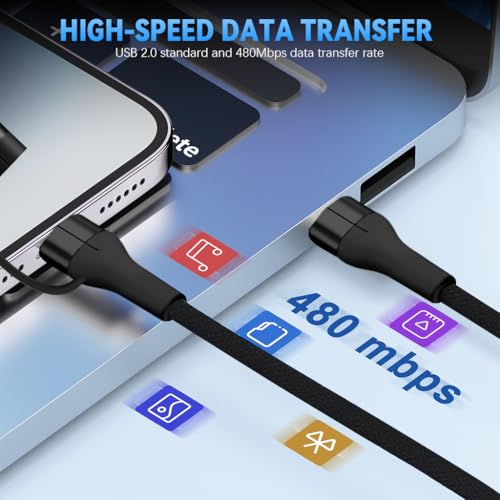 Image of Verilux PD 60W 4 in 1 Magnetic Type C Cable, 4.92Ft /1.5M Type C To Type C Cable Fast Charging, 480Mbps USB C to USB C Cable Data Sync Nylon Braided for iPhone 16 /15, Galaxy S24 /S23, MacBook, iPad