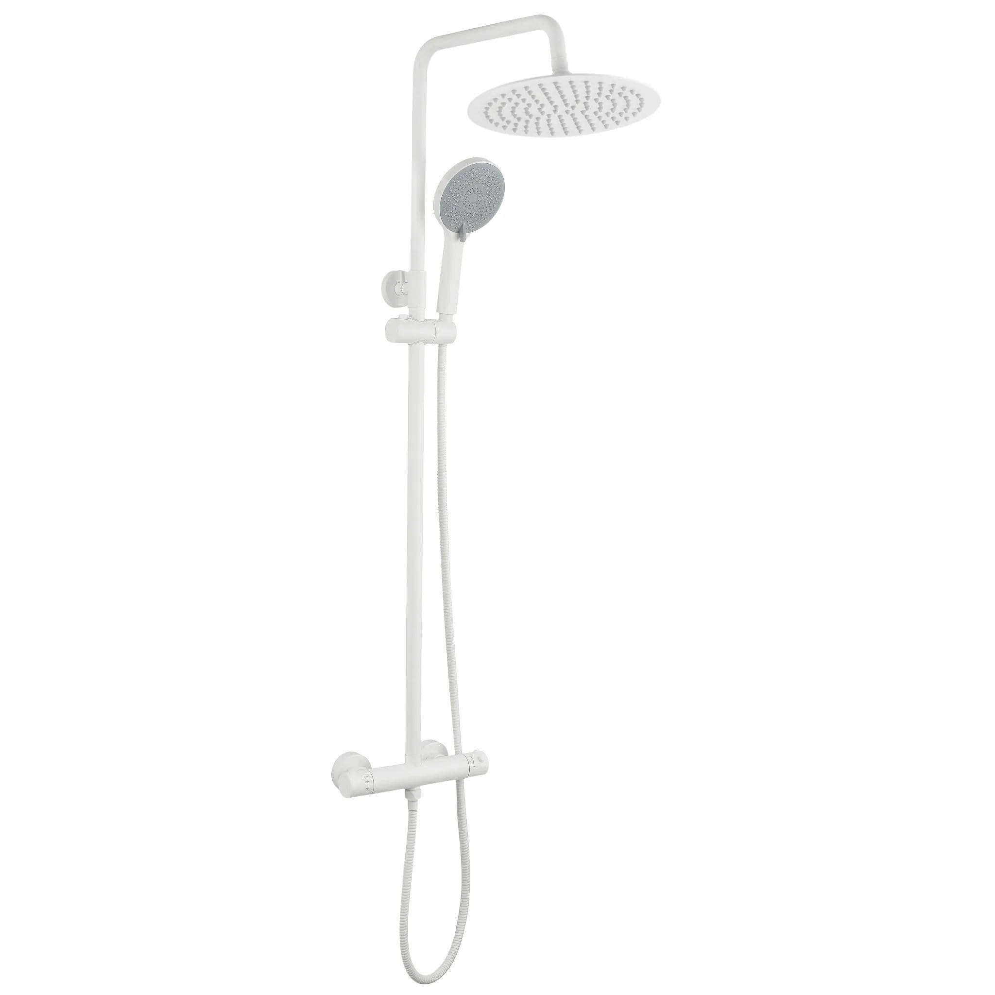 Rea - Duschset Ohne Auslauf Mit Thermostat Lungo - Weiß - Messing, Abs - 25x25x120,5 cm