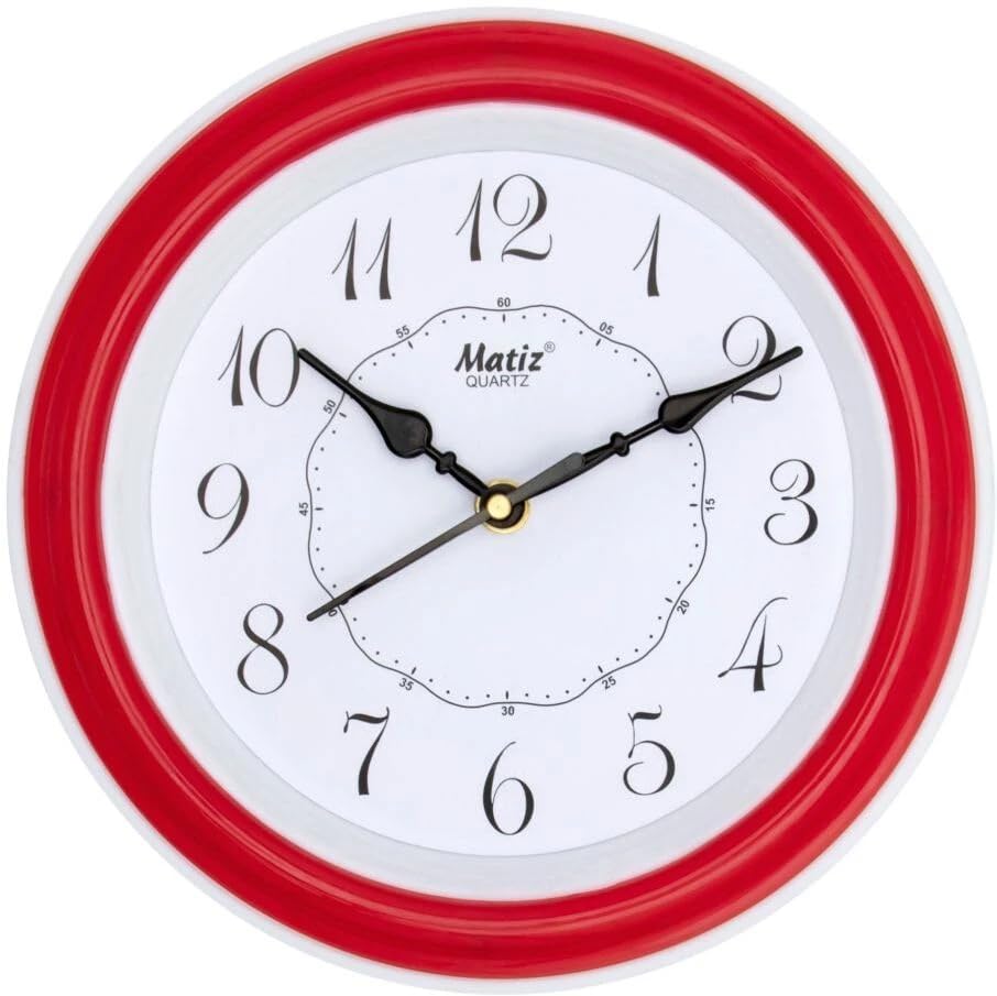 Image of Matiz Analog 30 cm X 30 cm Wall Clock | Brown | with Glass | Standard| 107 RED