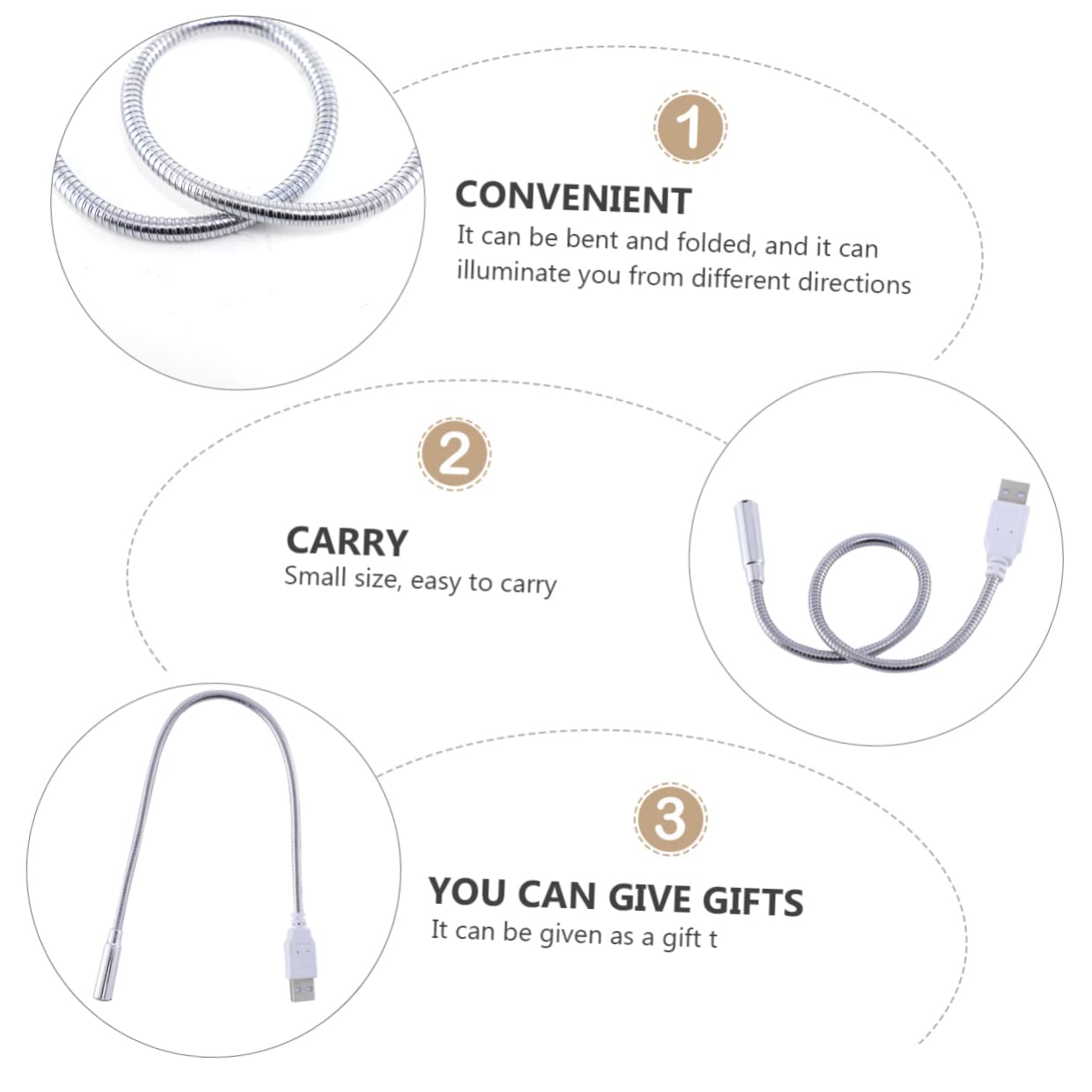 HOMSFOU 4pieces USB Led Lamp for Laptop Desktop Flexible Gooseneck Reading Light for Keyboard Bedside Eye Lightweight Portable for Home Office Use