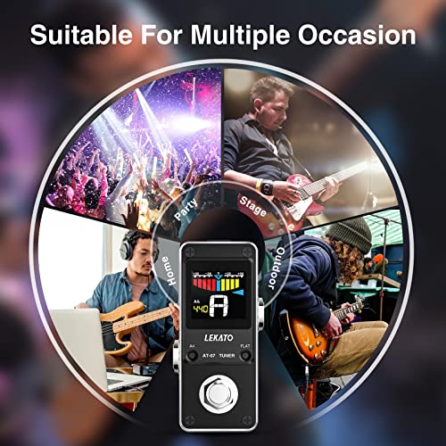 Image of LEKATO Guitar Tuner Pedal with True Bypass, Chromatic Tuner Pedal for Electric Guitar and Bass, Color Display Tuning Pedal with Mute, Pitch and Flat Tuning