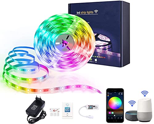Desidiya® Smart Led Strip Lights with Power Supply Color Changing 5050 RGB 300LED’s Rope Light Strips for Bedroom, Home, Christmas – 5 Meter Amazon Alexa Smart Wi Fi