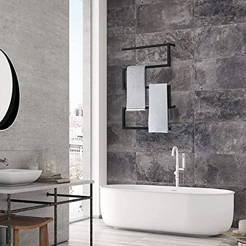 Sèche-serviettes électrique noir en acier inoxydable 304 mural - 4