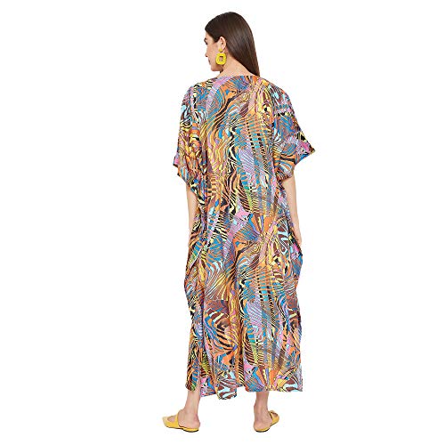 Image of Oussum Women Plus Size Kaftan Kimono Loose Maxi summer dresses for women Beach 3 /4 Sleeve Casual lounge dress Boho
