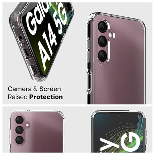 Image of KAPAVER Hybrid Shockproof Back Cover Case Compatible with Samsung Galaxy A14 (PC+TPU) (Clear)