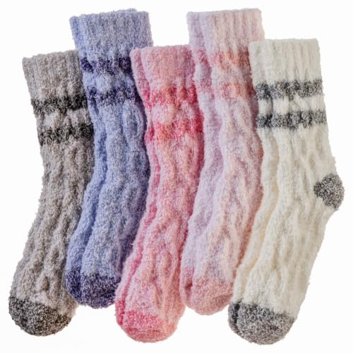 Image of Velice Womens Fuzzy Socks Soft Cozy Fluffy Slipper Winter Thick Warm Plush Sleeping Christmas Socks