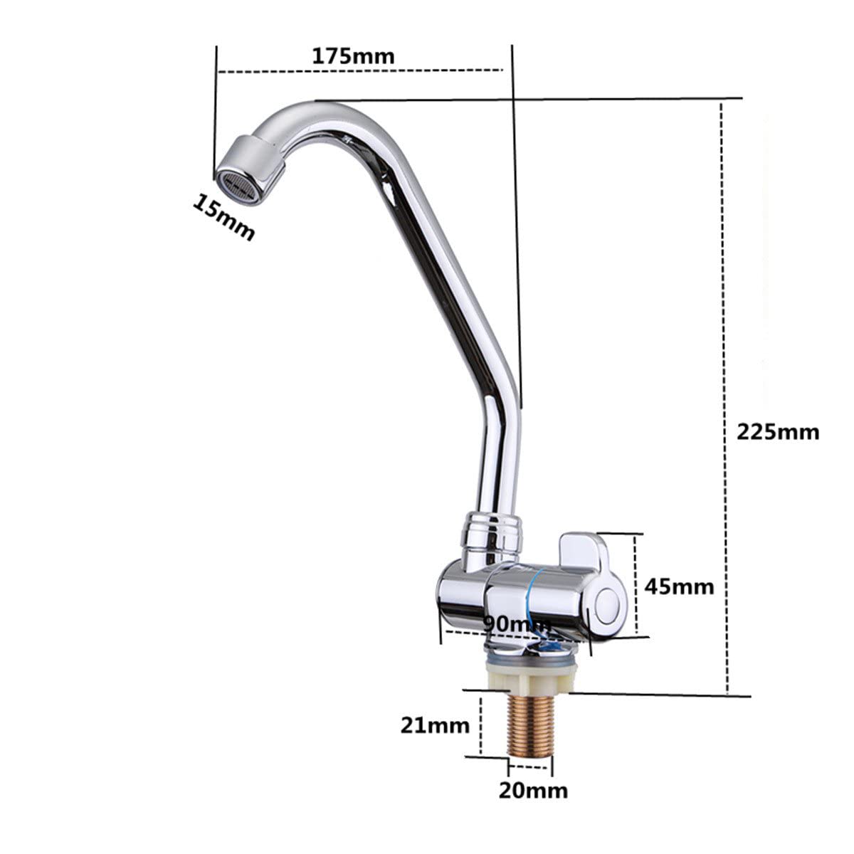 Grifo Plegable para Caravana Grifo Giratorio de Cocina de Autocaravana Montado en la Pared o la Cubierta de Sola Manija Grifo de Cobre de Agua FríA