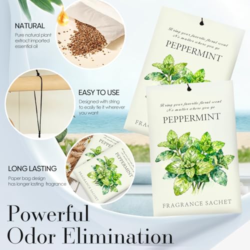 Image of Mint Scented Sachet Bags - 12 Pack Drawer & Closet Freshener, Long Lasting Odor Eliminator for Wardrobes, Cars & Storage, Home Fragrance Air Freshener Sachets