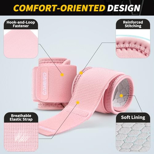 Image of CAMBIVO 2 Pack Wrist Brace for Carpal Tunnel with wraps, Pink | Wrist Support, Adjustable Wrist Wraps for Weightlifting, Tendonitis, Pain Relief, Sleeping, Night, Gym, Neoprene, Both Hands
