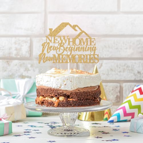 Home Sweet Home Cake Topper, Welcome Home Cake Decorations, New Home New Memories, Housewarming Party Decorations Gold Glitter - Image 3