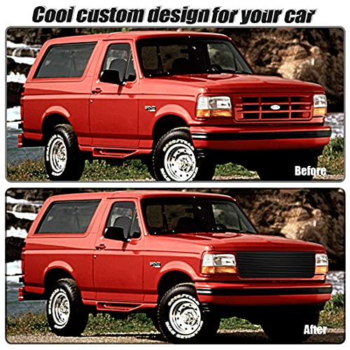 Front Grille Black Upper Powder Coated Grille Grill Insert Compatible With 1992-1996 Ford Bronco/F-Series (F150/F250/F350)Pickup #TOP1