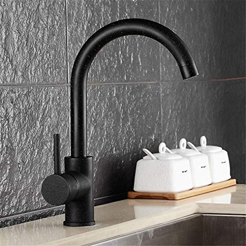 Robinet de cuisine rotatif 360° anti-éclaboussures avec mitigeur noir quartz rétro