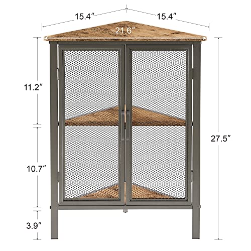 VECELO 3-Tier Corner Table,Cabinet with Mesh Door,Corner Shelf Stand,Metal Frame Storage Shelf Organizer Display Shelves for Wall Corner,Living Room,Bedroom Kitchen,Bathroom by VECELO - Image 9