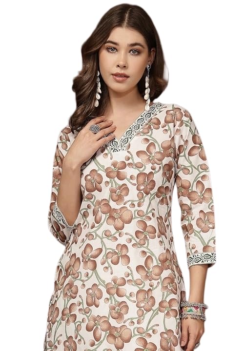 Image of Daevish New Cotton Leaf Printed Casual Straight Kurta for Women | Women Formal Kurti