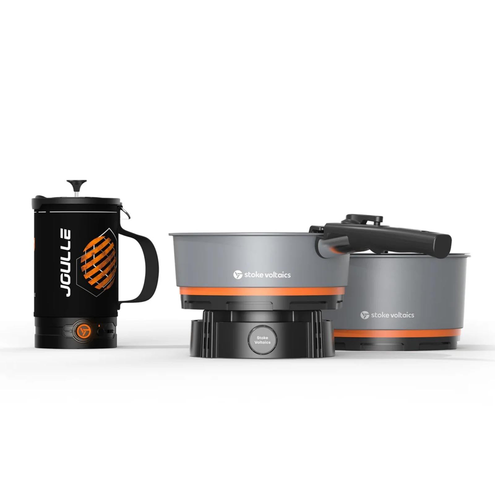 Elektro-Kochset, inklusive Kessel-Topf mit French Press & Nomad Kochsystem, vielseitige Outdoor-Kochausrüstung für Reisen, Elektrofahrzeuge, Autocamping, Overlanding und Vanlife.