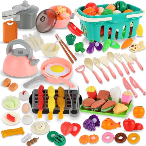 Rupoku Kinderküche Spielküche Zubehör, 91-teiliges...