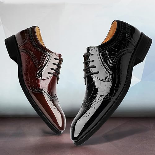 Men's Stitching Leather Lace-Up Dress Oxford Shoes Business Party Formal Shoes Comfortable Anti-Slip Pointed Toe Causal Shoes3