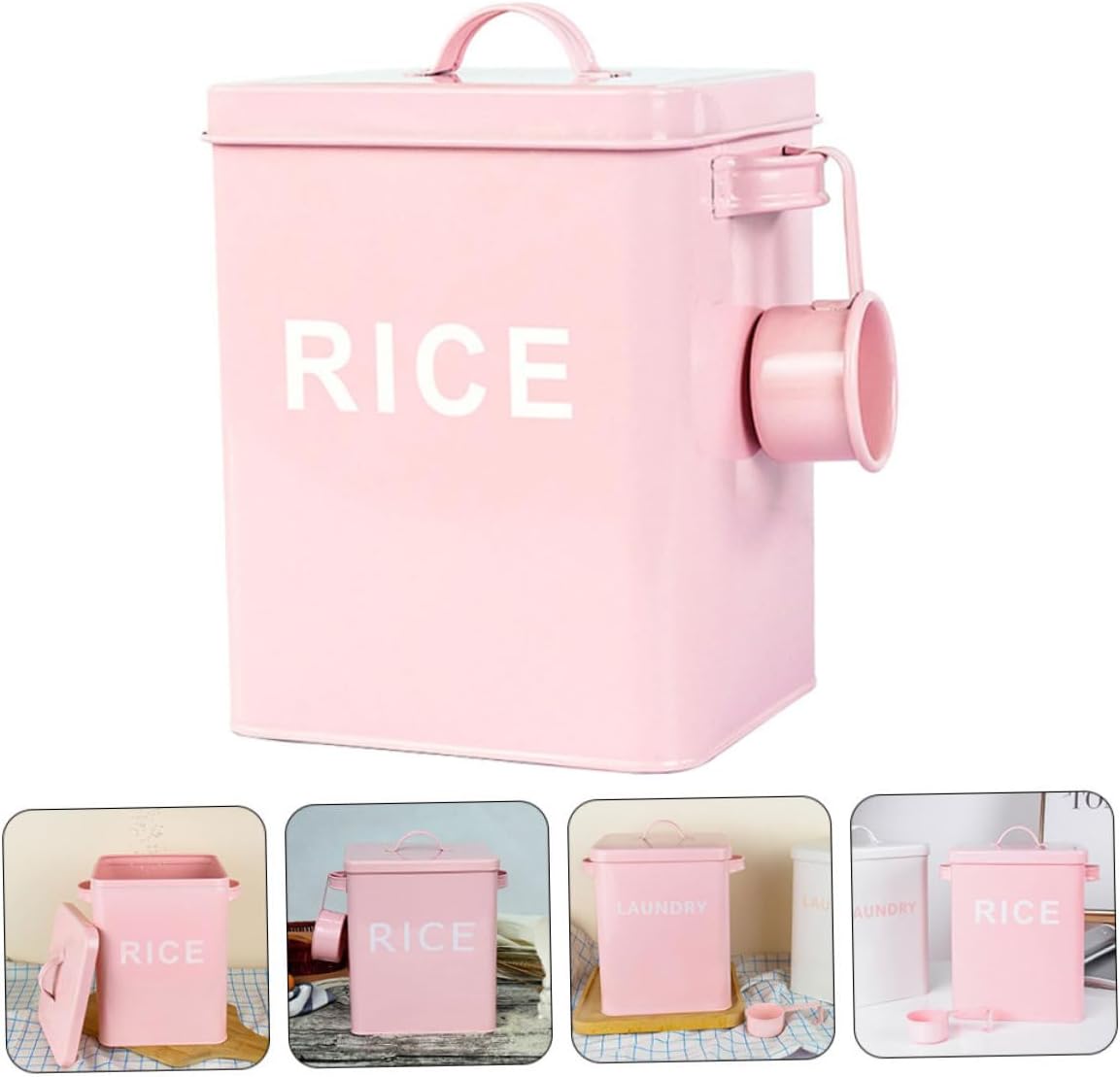 Homoyoyo Pet Food Storage Bin with Airtight Seal and Measuring Cup Large Capacity Iron Rice Bucket for Dog and Cat Food Moisture-proof for Home Pantry Use