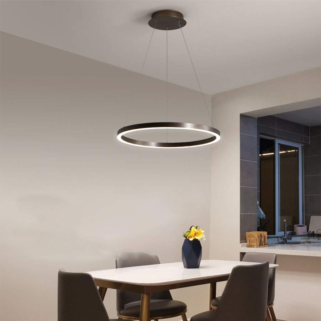 LED Pendellampe Wohnzimmerlampe Pendelleuchte Dimmbar Mit Fernbedienung Kronleuchter Moderne Esstischlampe Aluminium Runde Acryl Beleuchtung Deckenleuchte,Braun,1lap 60cm