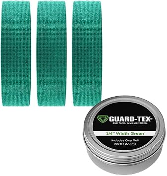 Guard-Tex Green Athletic Finger Tape - Self-Adhesive Natural Cotton Air-MeshTM No Residue - 3/4 Inch - 3 Rolls, 90 Ft 270 Ft Total - USA Made