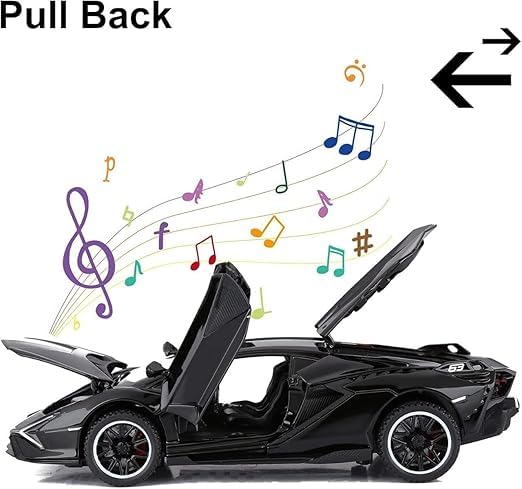 Image of Lamborghini Sian Diecast Car Model 1:32 Scale | Metal Pull Back Super Sports Car Toy | Openable Doors Collectible | Birthday Gift for Kids Boys & Girls (Colour as a per Stock)