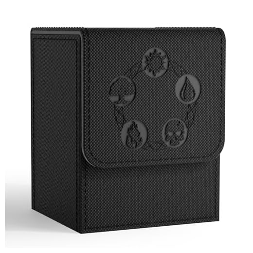 ZLCA Card Deck Box for MTG, Card Storage Box Fits 100+ Single Sleeved Cards, PU Leather Strong Magnet Card Deck Case for Magic Commander TCG Cards (Black)