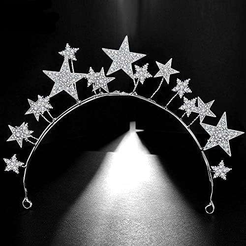 Coronas para mujeres de lujo con cristales brillantes y estrellas para novias elegantes